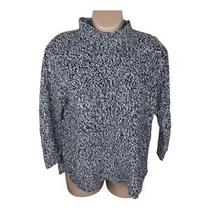 1x Northcrest Black White Mock Neck Sweater Long Sleeve Pullover Plus 14w 16w